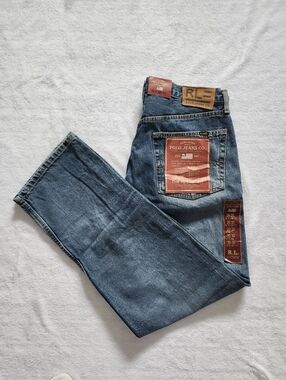 RALP LAUREN POLO Mens Jean 38x30 Straight Leg Easy Fit Light Washed NWT